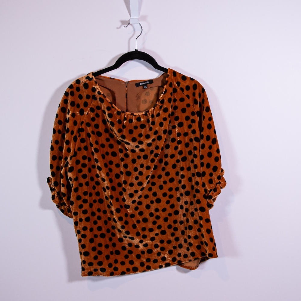 Madewell Brown Polka Dot Blouse